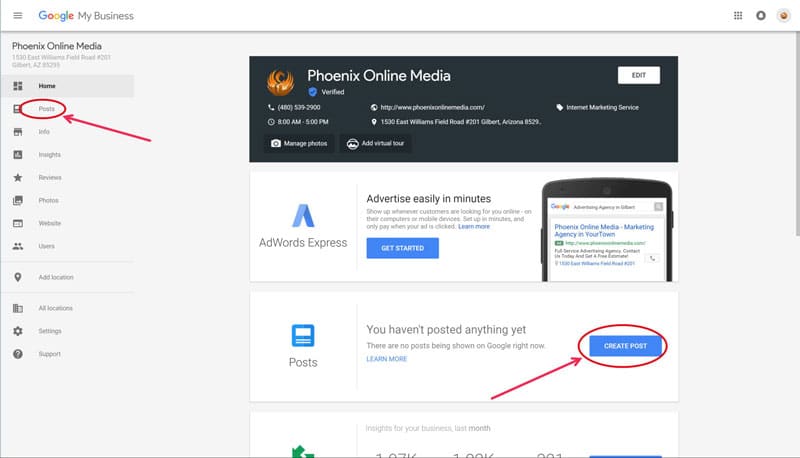 Google My Business Dashboard