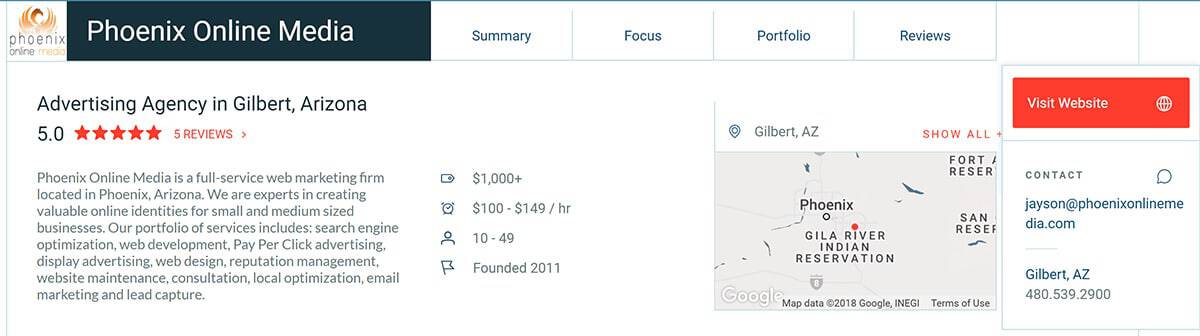 Phoenix Online Media Best SEO Company Profie on Clutch