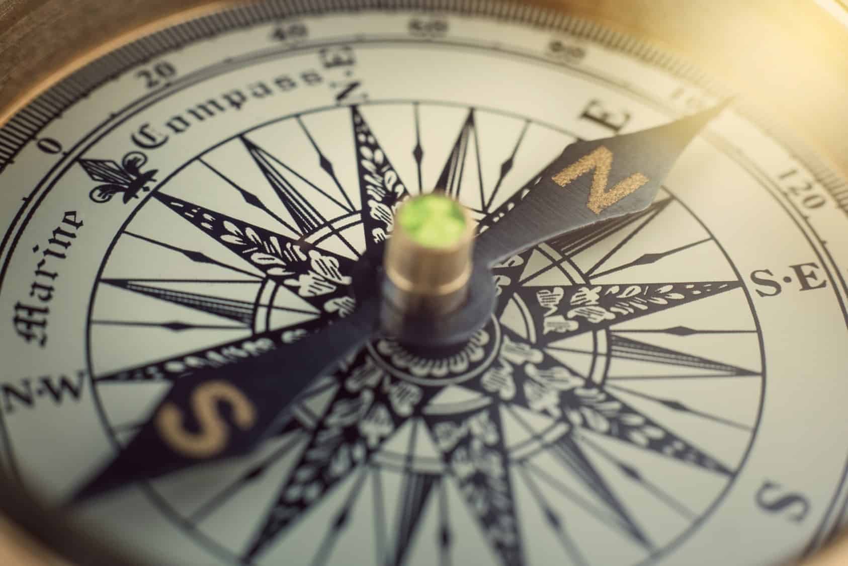 Sepia toned compass