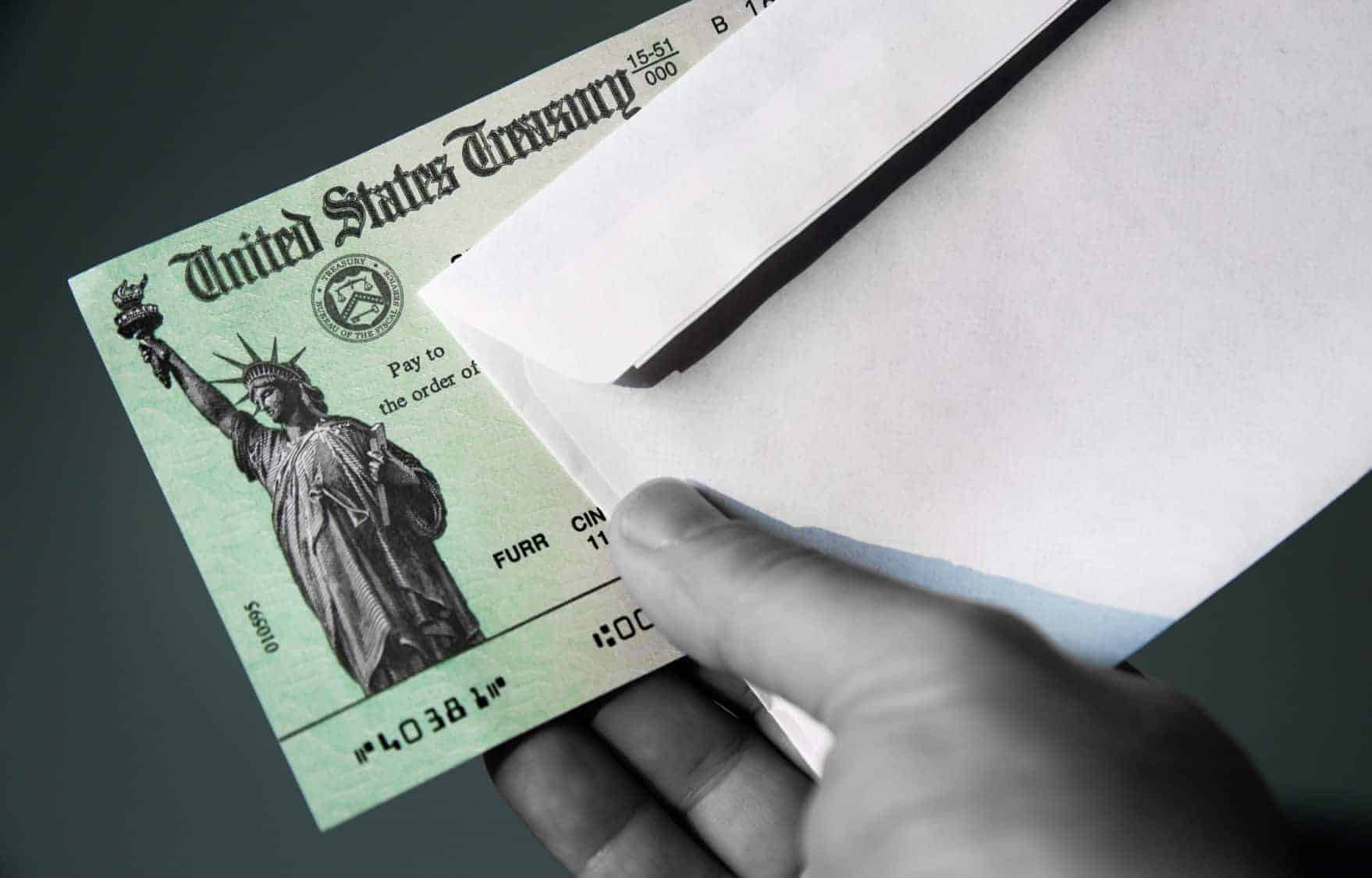 US treasury check and envelope
