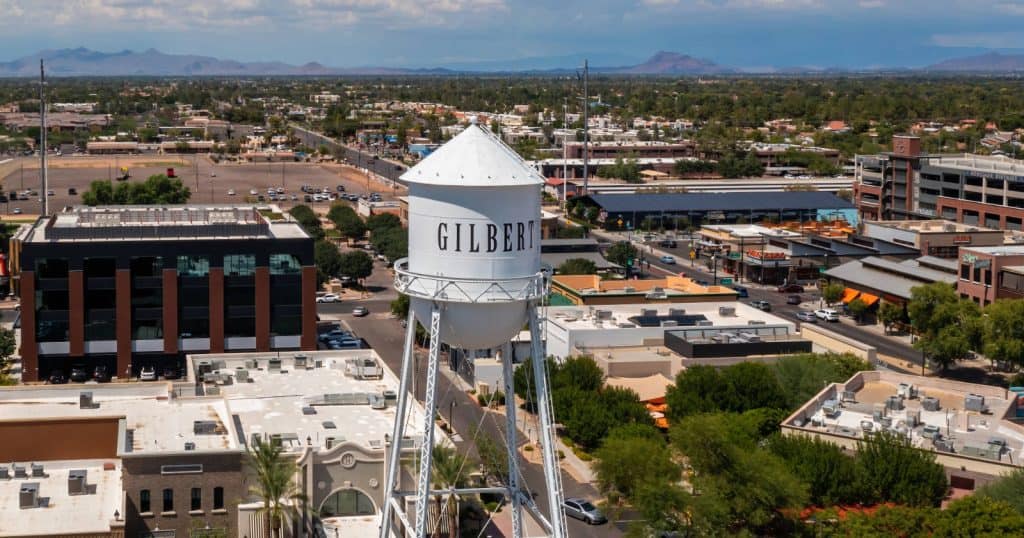Gilbert water tower located in downtown Gilbert, AZ