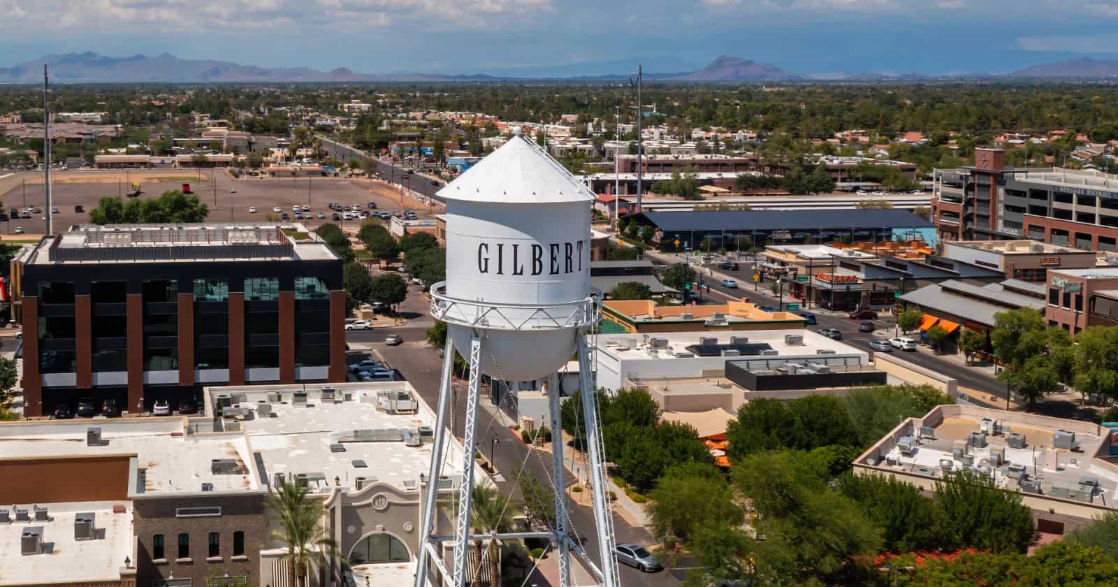 Gilbert water tower located in downtown Gilbert, AZ