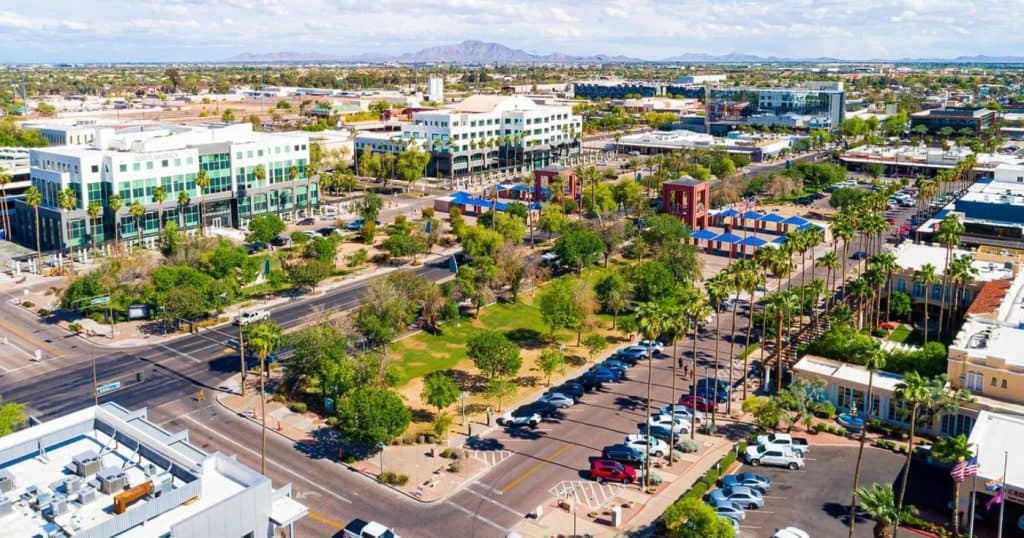 Aerial view of downtown Chandler, AZ