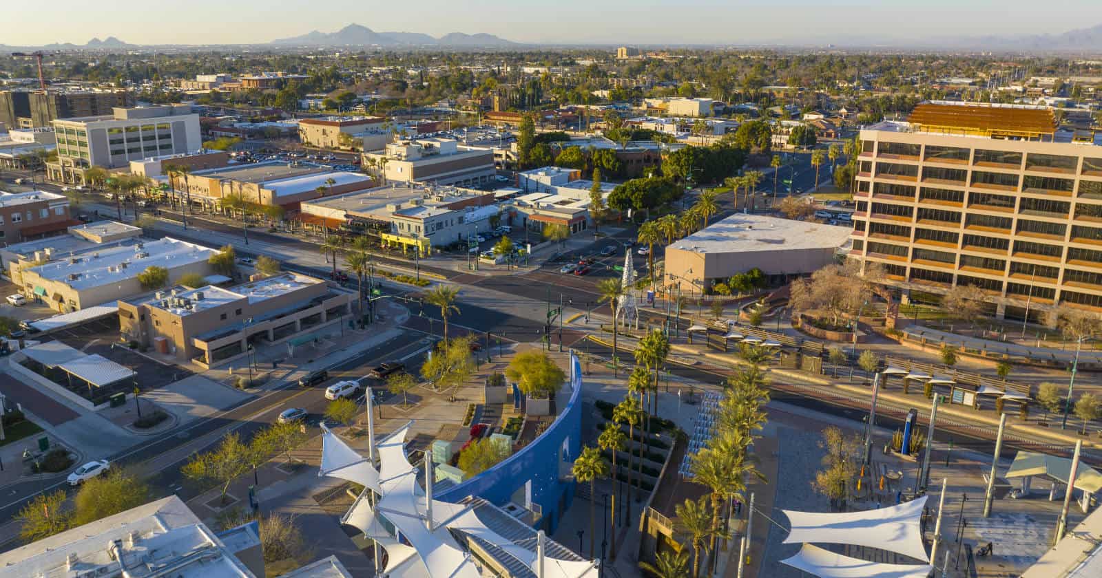 Aerial view of downtown Mesa, AZ
