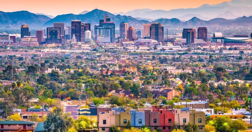 Downtown cityscape of Phoenix, AZ