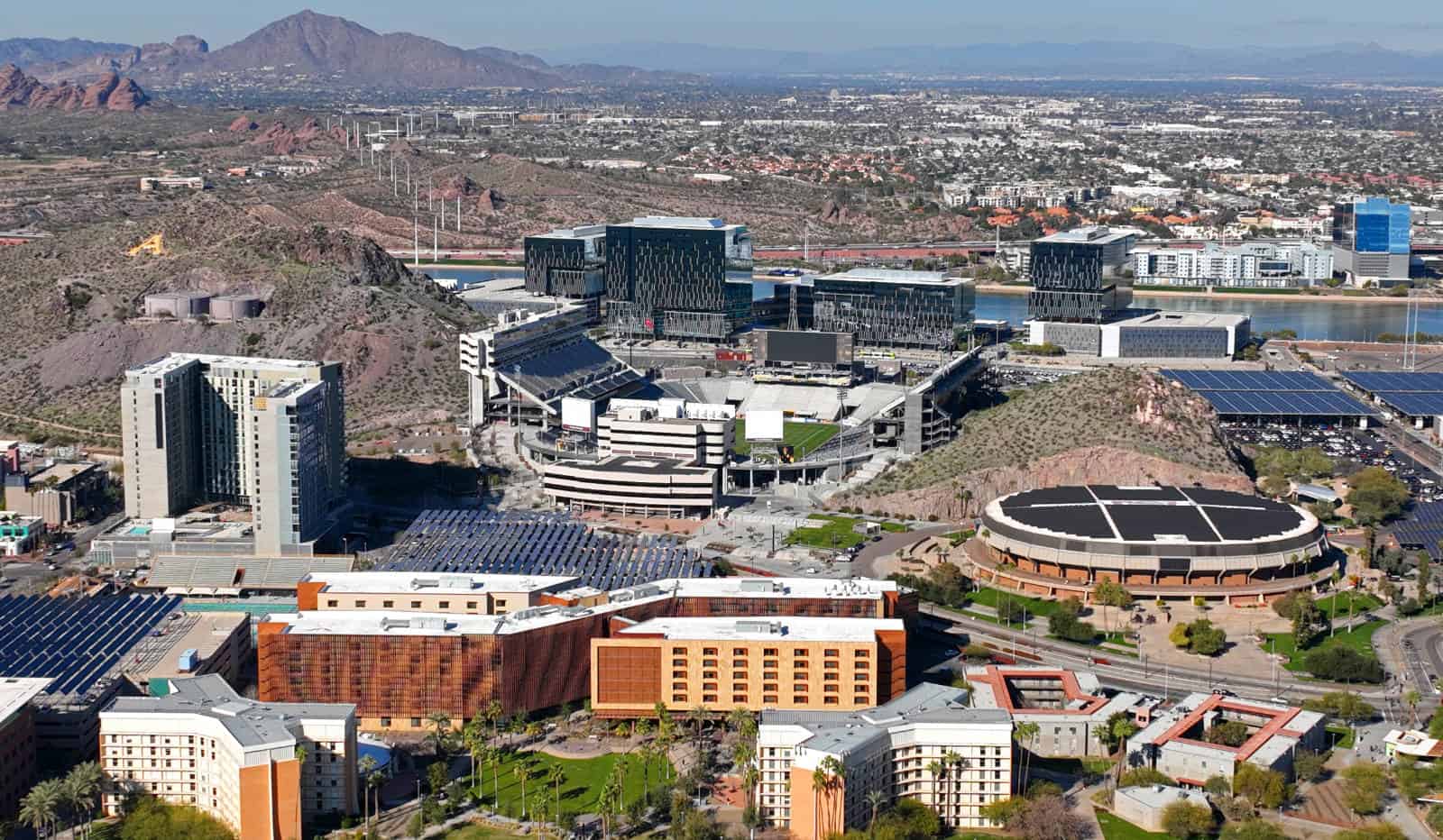 Tempe, AZ aerial view with ASU campus