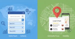 Local SEO vs Traditional SEO illustration